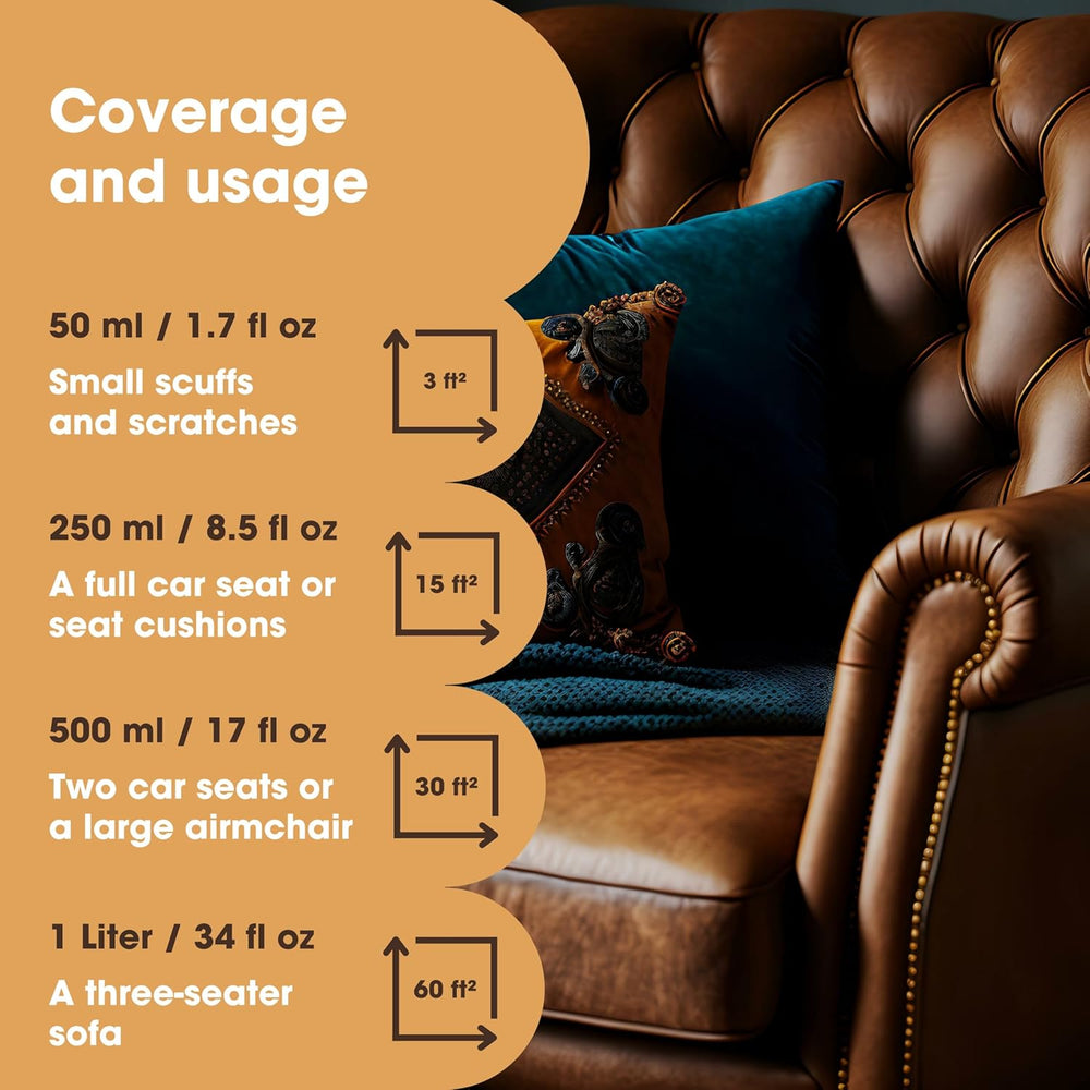 Furniture Clinic - Leather Repair Paint Medium Brown Coverage Chart