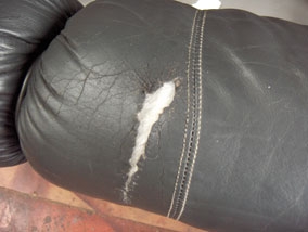 Leather Sofa Tear Repair - Before