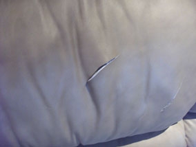 leather Sofa Cut Repair - Before