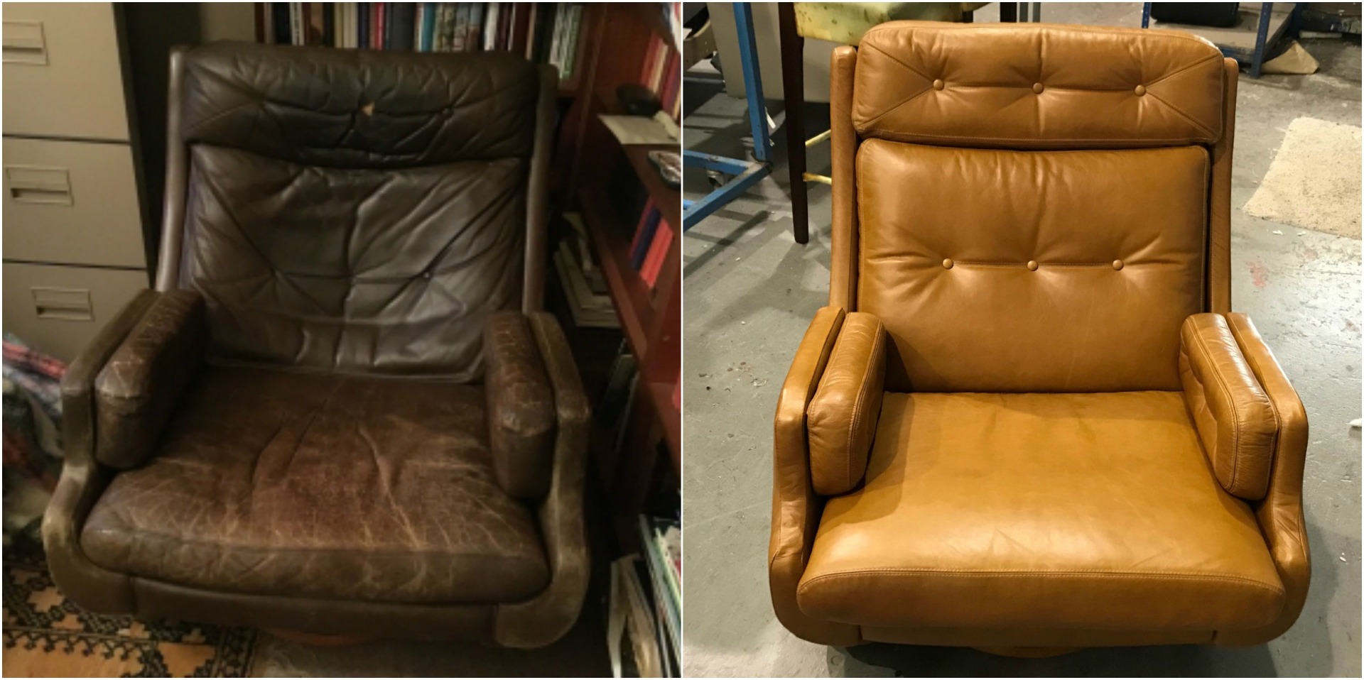 Colour change to leather arm chair